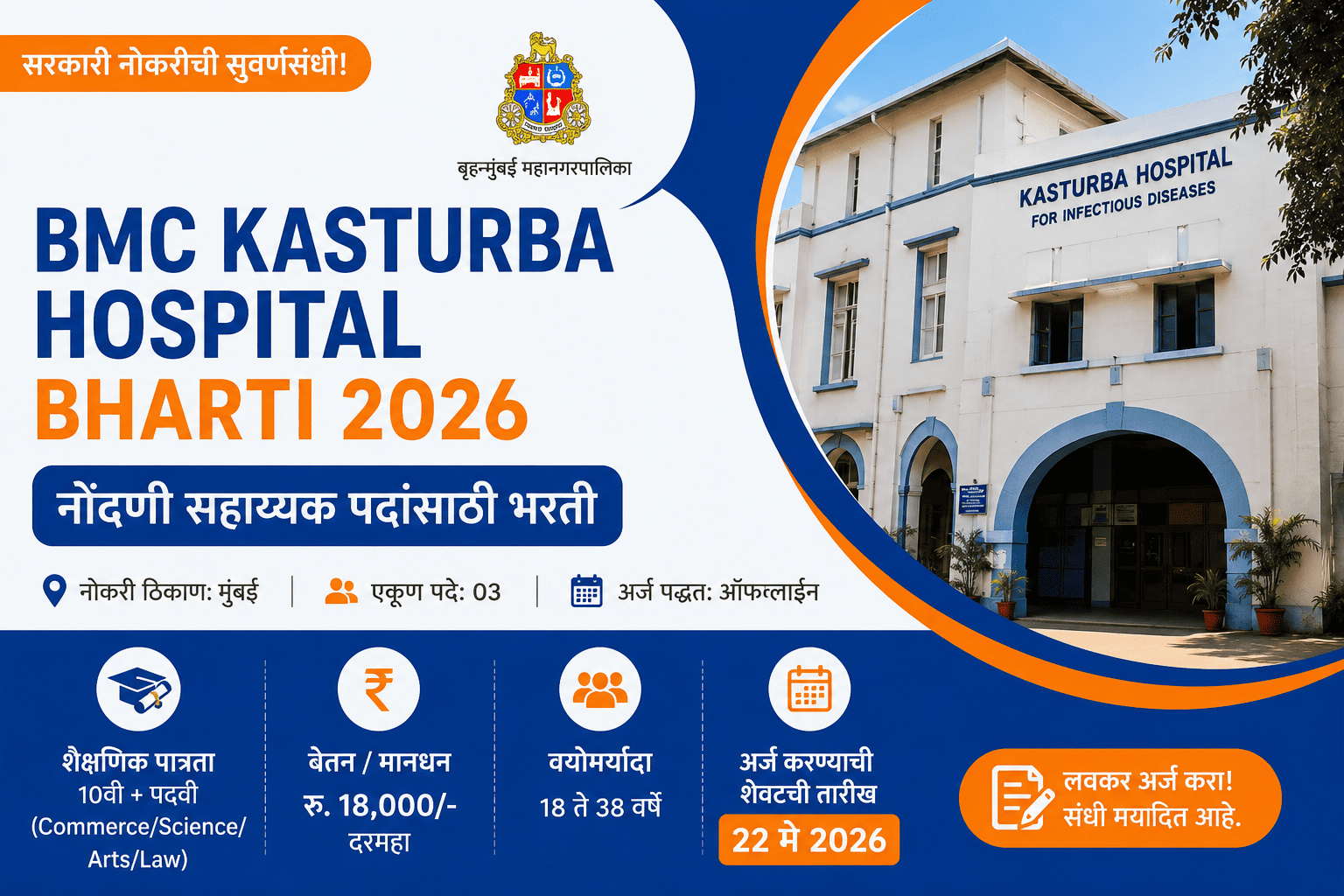 BMC Kasturba Hospital Bharti 2026